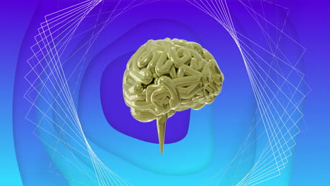Animation-Eines-Rotierenden-Gehirns-über-Einer-3D-Netzwerkstruktur-Auf-Abstraktem-Blauem-Hintergrund