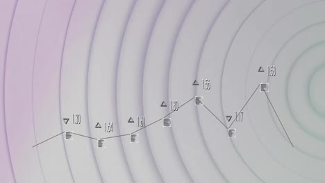 Animation-of-data-processing-and-diagram-over-white-circles