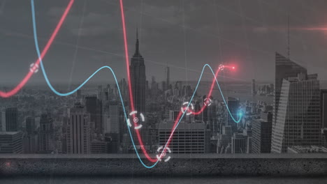 Animación-De-Puntos-De-Luz-Y-Diagramas-Sobre-El-Paisaje-Urbano