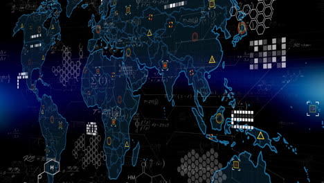 Animation-of-mathematical-equations-over-world-map