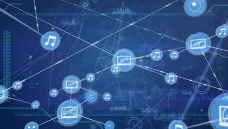 Animation-Des-Netzwerks-Von-Verbindungen-über-Die-Datenverarbeitung