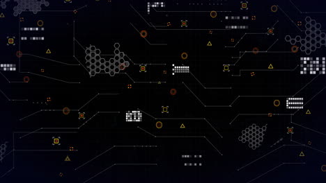 Animation-Des-Netzwerks-Von-Verbindungen-Mit-Symbolen-über-Die-Datenverarbeitung