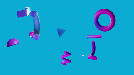 Animation-of-shapes-moving-on-blue-background