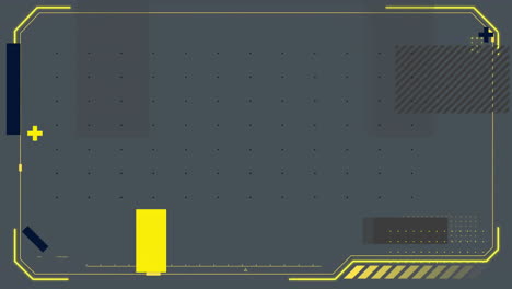 Animación-De-Marco-Amarillo-Y-Formas-Sobre-Fondo-Oscuro