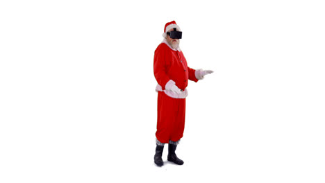 Santa-claus-dancing-against-white-background