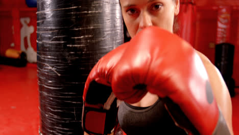 Confident-female-boxer-performing-boxing-stance