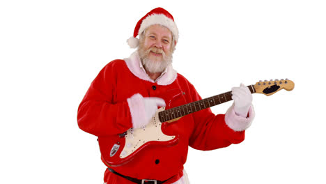 Papá-Noel-Cantando-Una-Canción-Y-Tocando-La-Guitarra.