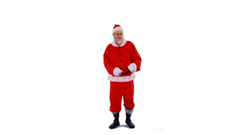 Santa-claus-dancing-against-white-background