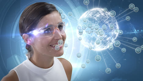 Smiling-woman-is-using-futuristic-glasses