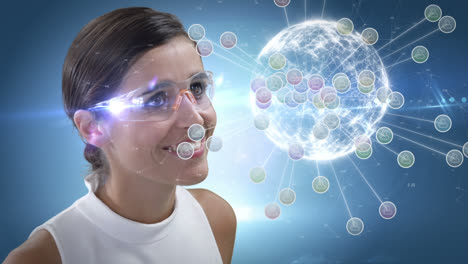 Smiling-woman-is-using-futuristic-glasses