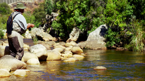 Man-fly-fishing-in-river