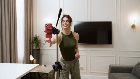 Young-woman-recording-a-video-for-social-media