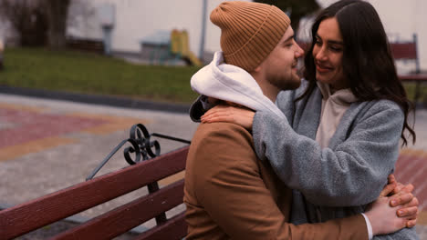 Couple-hugging-outside