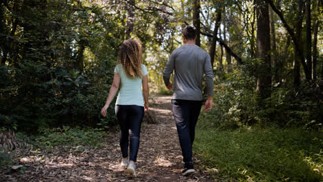 Two-friends-walking-on-the-woods