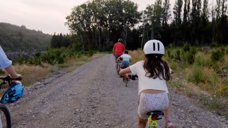 Familia-Andando-En-Bicicleta-Al-Aire-Libre