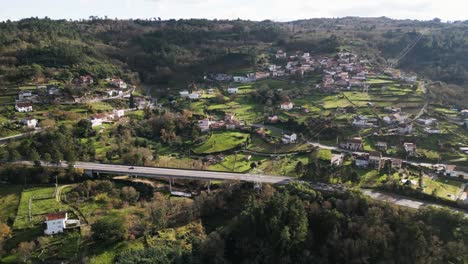 Luftaufnahme-Der-Stadt-Ceboliño,-Galizien,-Spanien---Panorama