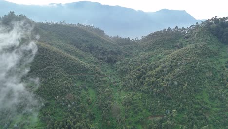 Berühmte-Und-Immer-Grüne-Bergstation,-Munnar,-In-Kerala,-Südindien-Luftaufnahme-Der-Bergstation-Vattavada-Munnar-Blick-Neblig