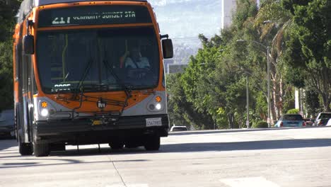 Metro-bus-driving-down-road