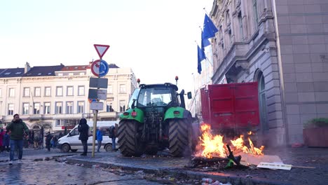 Farmers-protesting-during-EU-summit-in-front-of-the-European-Parliament-at-the-Luxembourg-Square---Brussels,-Belgium