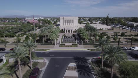 Vista-Aérea-Del-Templo-De-Los-Santos-De-Los-últimos-Días-En-Mesa,-Arizona.