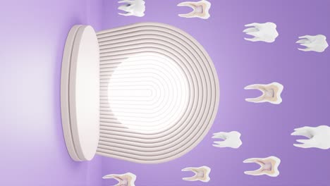 Zahnbehandlungsmodell,-Zähne-Im-Querschnitt-Fallen-In-Schleife,-3D-Rendering-Animation-Für-Zahnarztbehandlung
