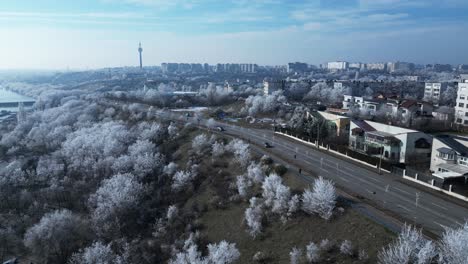 Galati-TV-Tower-In-Distance-Seen-From-Galati-City-In-Romania-During-Winter