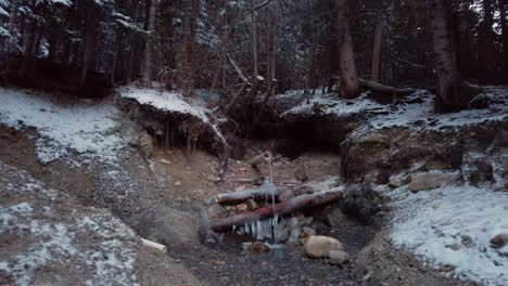 Fresh-water-well-spring-in-the-forest-in-winter-approached-close-up