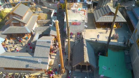 Aerial-view-Citi-of-Manali-Landscape,-Himachal-Pradesh,-India