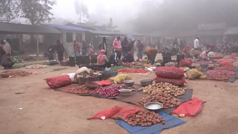 Escena-Del-Pueblo-De-Niebla-Temprano-En-La-Mañana