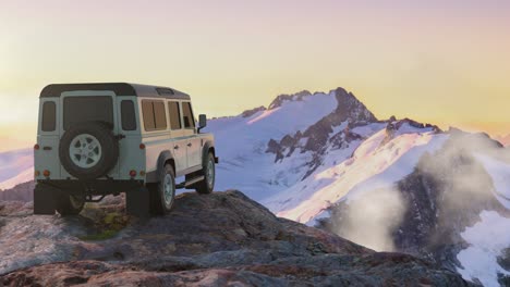 Land-Rover-Defender-Fuera-De-La-Carretera-En-La-Cima-De-La-Montaña