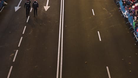 Tilt-up-view-of-the-pre-parade-road-cut-for-the-Three-Wise-Men,-also-known-as-the-Three-Kings-Parade