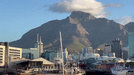 A-view-of-the-mountain-peak-of-Devil’s-Peak-from-Cape-Town’s-waterfront-area