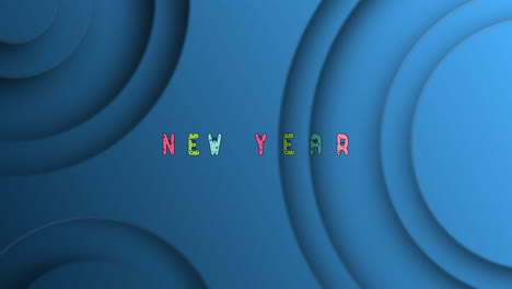 Año-Nuevo---Efecto-De-Texto-De-Salto-Colorido-Con-Iconos-Navideños---Texto-Sobre-Fondo-De-Círculos-Animados-Azules