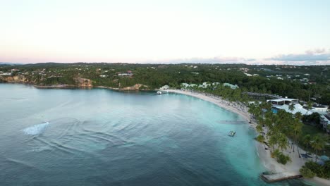 Scenic-Caravelle-Beach-In-Sainte-Anne,-Guadeloupe---Aerial-Drone-Shot