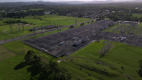 Aerial-views-over-the-industrial-area-and-electrical-substation-in-Brendale