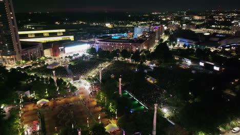 Aerial-panoramic-view-of-evening-city