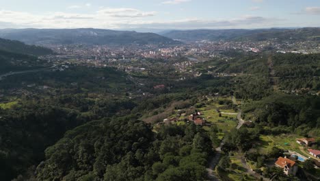 Lush-Ourense-Valley-from-Santomé,-Spain---aerial
