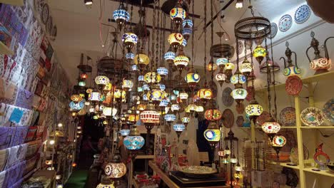 Editorial-nighttime-view-of-the-specialty-lamps-displayed-at-one-of-the-featured-stalls-at-the-famed-Kuala-Lumpur-Central-Market