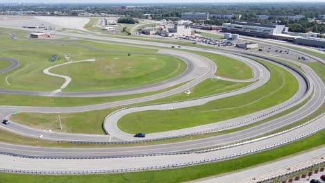 Car-test-track-of-Ford-Experience-Center,-Dearborn,-Michigan,-USA,-aerial-view