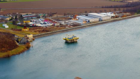 Aerial-View-City-Of-Dobromierz-With-A-Water-Dam-And-Reservoir