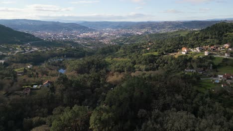 Verdant-Ourense-Valleys-aerial-view-from-Santomé,-Spain
