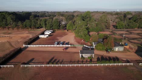 Horses-and-riders-in-rural-Aiken,-South-Carolina