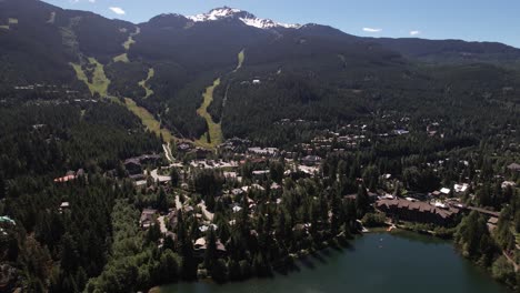 Toma-De-Drone-De-Un-Pueblo-Junto-Al-Arroyo-En-Whistler