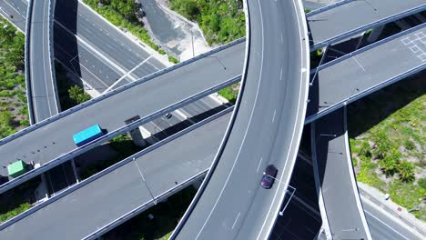 Drone-aerial-bridge-construction-underpass-cars-driving-over-road-infrastructure-design-city-highway-Alexandria-Sydney-NSW-Australia