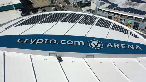 Aerial-view-tilting-over-the-logo-on-the-Crypto