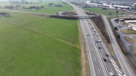Busy-Weesen-Highway-Aerial,-Switzerland
