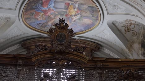 Beautiful-ceiling-mural-and-rood-screen-carving-interior-of-Church-of-Santi-Filippo-e-Giacomo