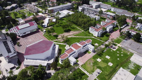 Luftaufnahme-Der-Nationalen-Universität-Von-Kolumbien,-Campus-In-Bogota,-Gebäude-Und-Hallen