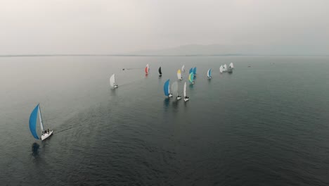 A-sailboat-race-unfolds-on-a-cloudy-day-in-central-Europe
