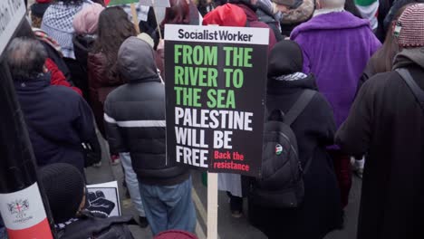 "From-the-River-to-the-Sea,-Palestine-Will-Be-Free"-Banner-at-Pro-Palestine-Protest,-London